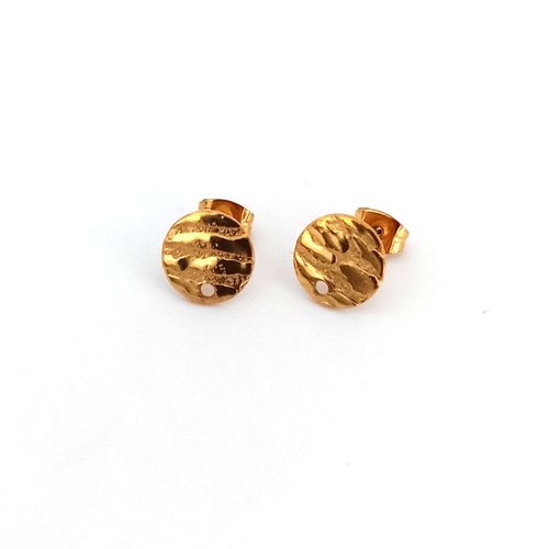 Clous d'oreilles ronds dorés en acier inoxydable 10mm sbopu-39