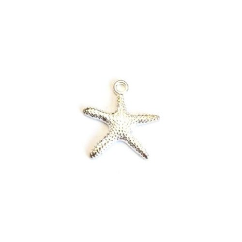 Lot breloque étoile de mer argentée 19x19mm x10 lotar5-8