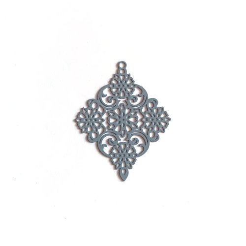Estampe filigrane losange gris en métal 40x30mm x1 ou x10 gr7-10