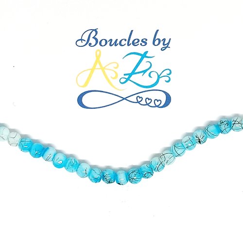 *perles rondes tricolores turquoise/noir/blanc 4mm x50 ptu8-2*