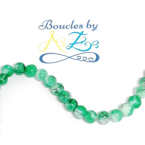 *perles rondes tricolores vert/noir/blanc 6mm x50 pve15-14*