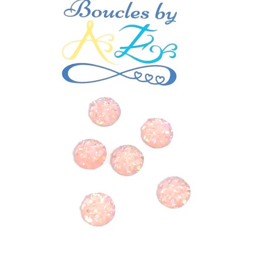 *cabochon rond, druzy, rose 8mm x10 car8-7*