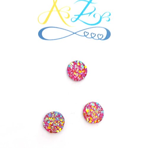 *cabochon rond, druzy, rose doré 8mm x10 car8-14*