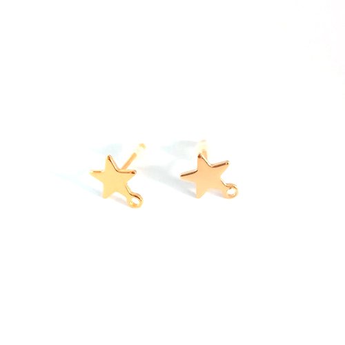 Clous d'oreilles forme étoile acier inoxydable doré 8 mm sbopu-10