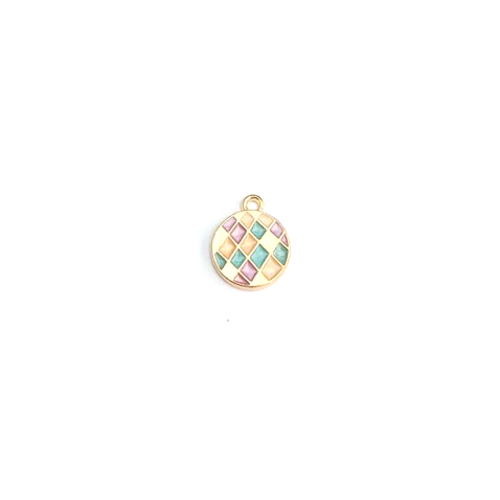 Lot breloque ronde émaillée multicolore 17x14mm x10 lotdo45-6