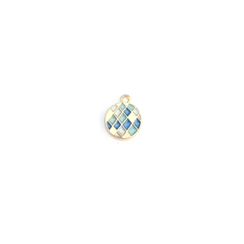 Lot breloque ronde émaillée bleue 17x14mm x10 lotdo45-8