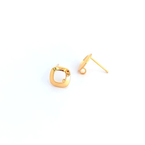 Clous d'oreilles dorés, forme losange, en acier inoxydable 9mm sbopu-83