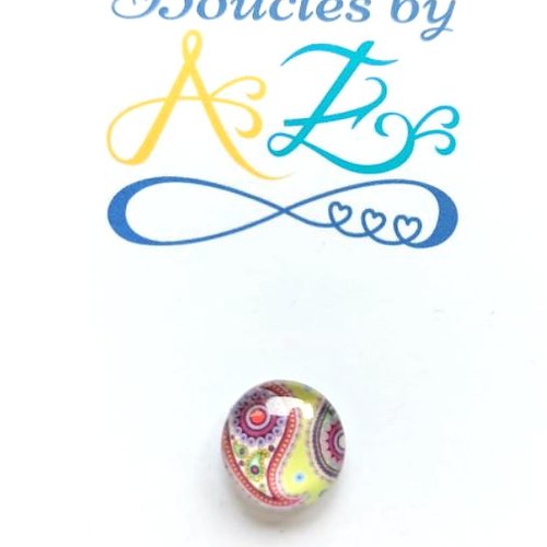*cabochon paisley multicolore en verre 12mm cav12-23*