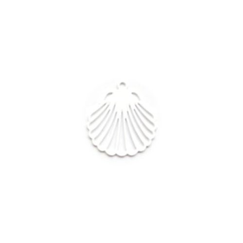Breloque filigrane coquillage blanc 16x15mm blc18-2