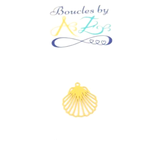 *estampe coquillage jaune 16x15mm ja17-5.*