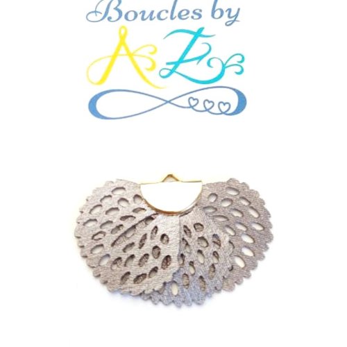 *breloque pompon éventail gris 25x38mm gegr-5.*