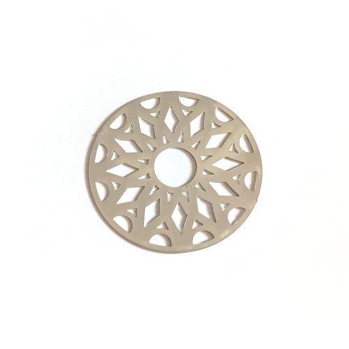 Estampe filigrane ronde géométrique argentée en métal 33mm x1 ou x10 ea5-2
