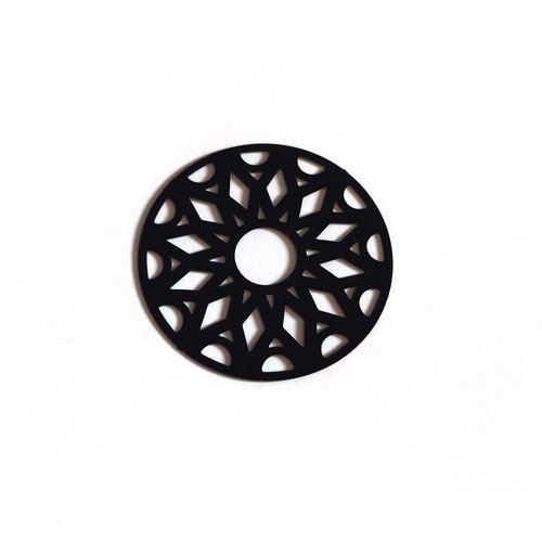 Estampe filigrane rond géométrique noir en métal 33mm x1 ou x10 geno-13