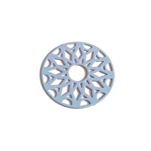 Estampe filigrane rond géométrique, bleu ciel en métal 33mm x1 ou x10 geble-40