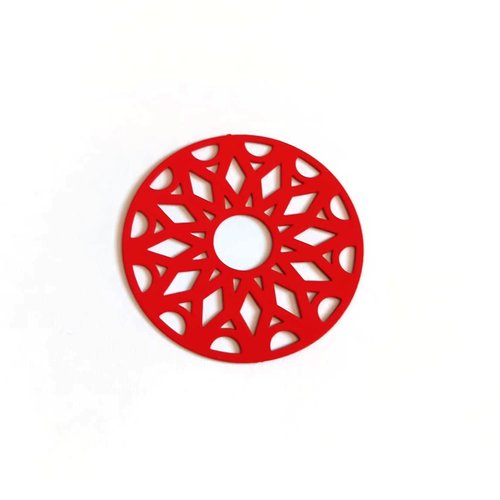 Estampe filigrane rond géométrique rouge en métal 33mm x1 ou x10 gerou-7
