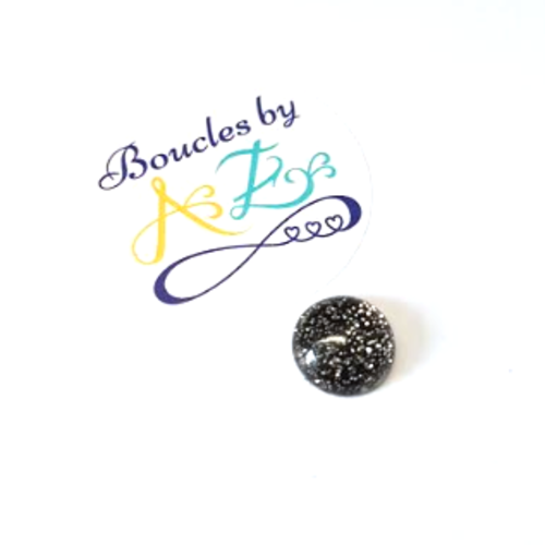 *cabochon noir pailleté 12mm car12-1.*
