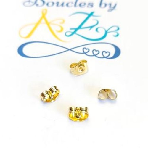 Poussoir doré pour clous d'oreilles en acier inoxydable x2 (0,8mm) app-201