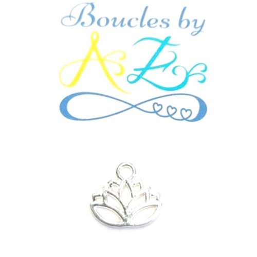 *lot breloque fleur de lotus argentée 15x17mm x10 lotar19-4*