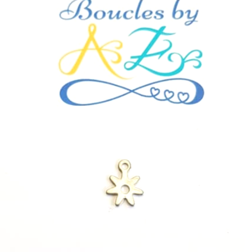 *lot breloque fleur argentée acier inox 11x8mm x10 lotar55-6.*