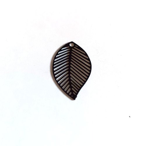 Estampe filigrane feuille noire en métal 22x13mm x1 ou x10 no16-2