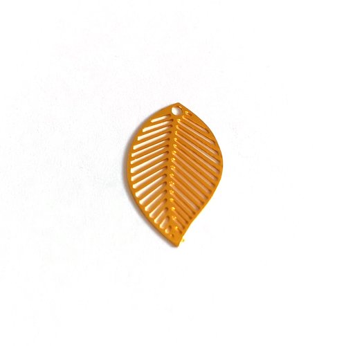 Estampe filigrane feuille dorée en métal 22x13mm x1 ou x10 do19-8