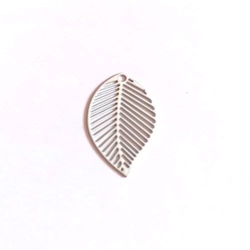 Estampe filigrane feuille blanche en métal 22x13mm x1 ou x10 blc15-6
