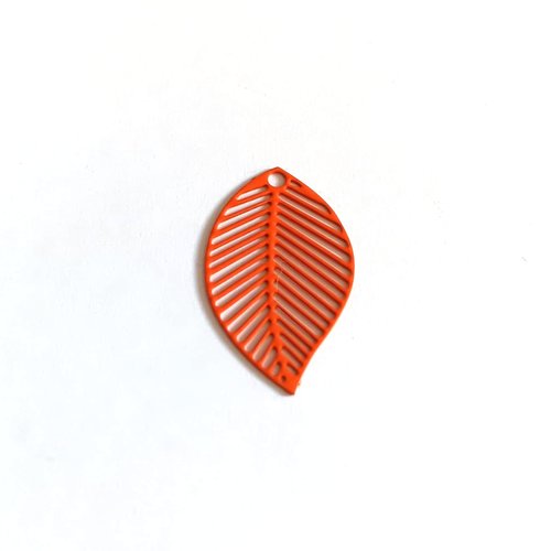 Estampe filigrane feuille orange 22x13mm or9-9