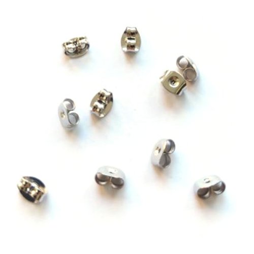 Lot poussoir argenté pour clous d'oreilles en acier inox x100 (0,8mm) lotapp-233