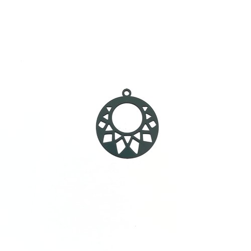 Breloque filigrane rosace bleu marine 22x20mm ble3-9