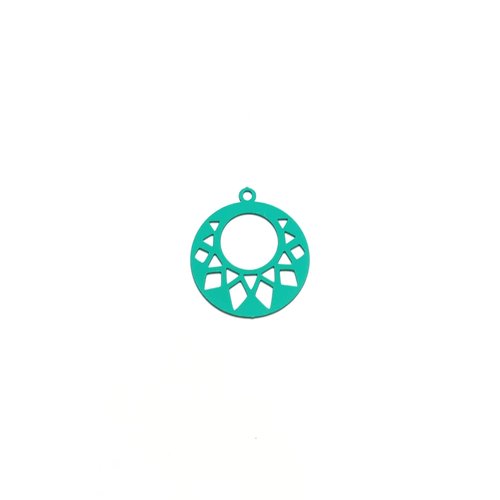 Breloque filigrane rosace turquoise 22x20mm tu5-7