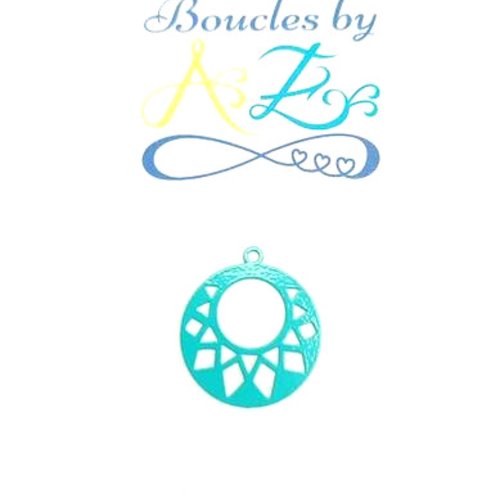 *lot estampe rosace turquoise 22x20mm x10 lottu5-7*