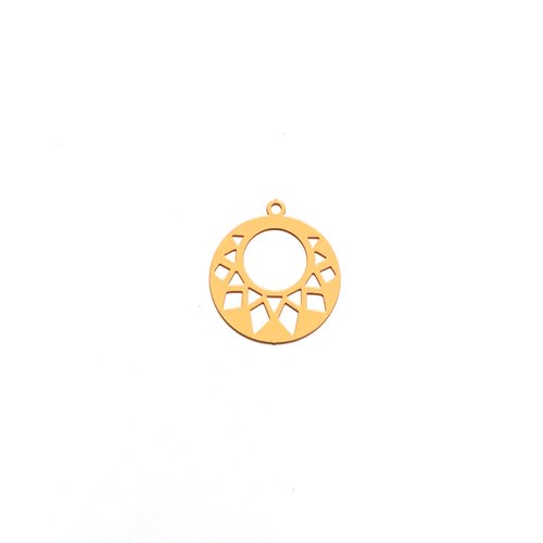 Breloque filigrane rosace orange 22x20mm or4-9