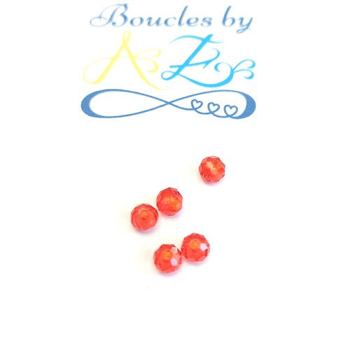 *perle facettée rondelle rouge 4x3mm prou5-22*