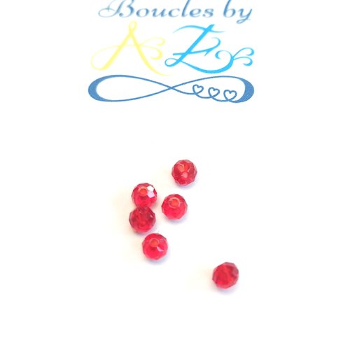 *perle facettée rondelle rouge 4x3mm prou5-23*