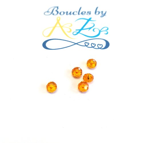 *perle facettée rondelle orange 4x3mm por5-11*