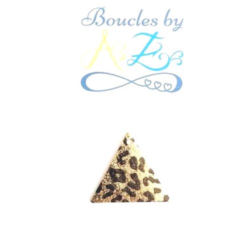 *sequin triangle léopard,base dorée 22x19mm do27-5*