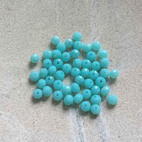Perles rondelles à facettes bleu turquoise 4x3mm x50 ptu5-14