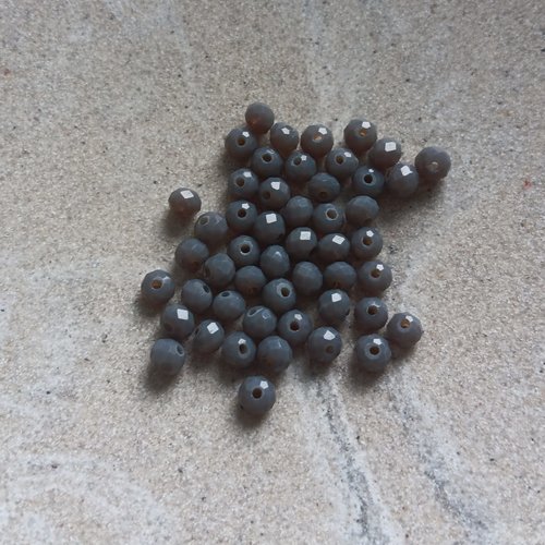Perles rondelles à facettes grises 4x3mm x50 pgr4-11