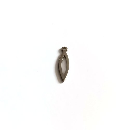 Breloques navettes argentées acier inox 19x5mm ar47-10