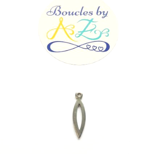 *breloque navette argentée acier inox 19x5mm ar47-10*