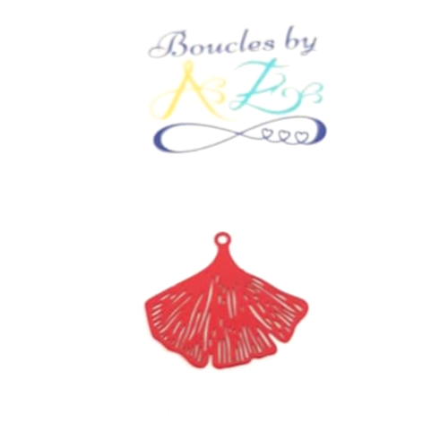 *estampe feuille de ginkgo rouge 20x25mm rou17-2.*