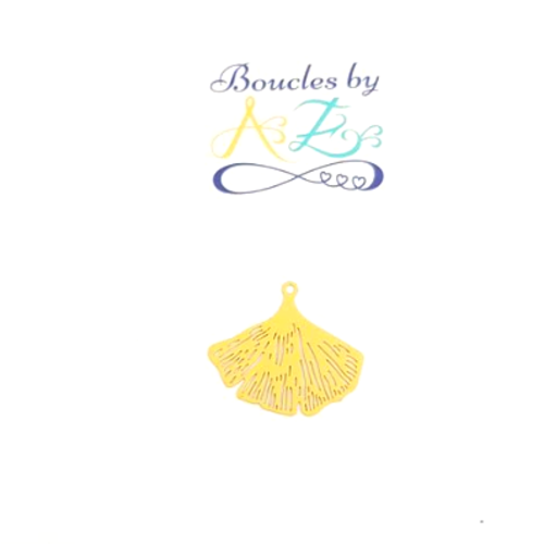 *estampe feuille de ginkgo jaune 20x25mm ja18-4.*