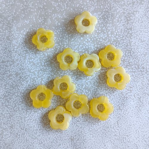 *perle fleur jaune 14mm pja9-10*