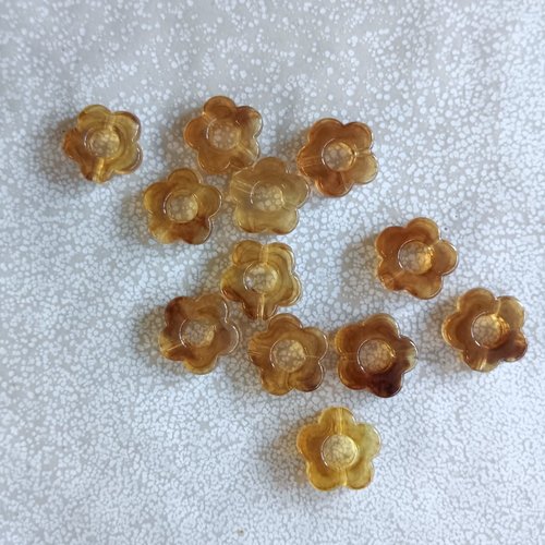 *perle fleur marron 14mm pma4-10*