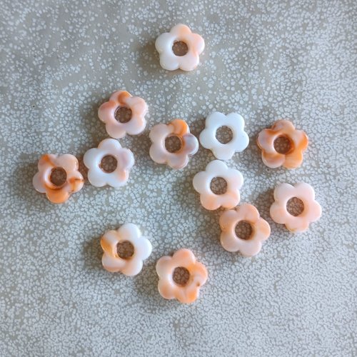 *perle fleur orange 14mm por6-22*