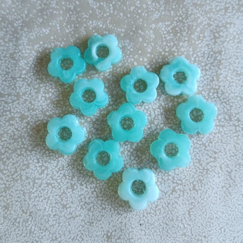 *perle fleur turquoise 14mm ptu8-4*