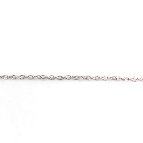 Chaîne maille ovale 3x2 mm acier inox argenté cha-14