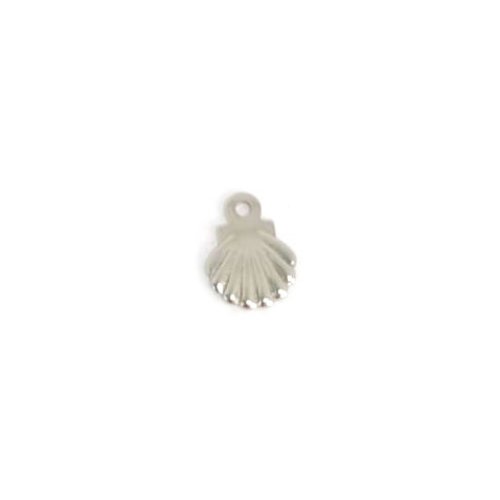 Breloque coquillage argenté en acier inoxydable 7x6mm ar16-5