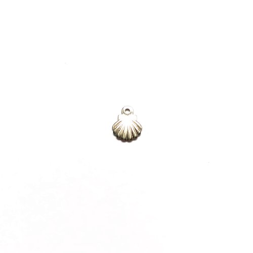 Breloque coquillage argentée en acier inoxydable 316 – 7x5 mm – pendentif pour création bijoux diy x1 ou x10 ar16-5