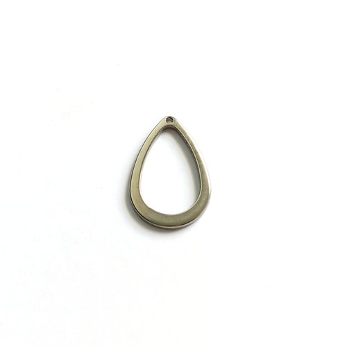 Breloque goutte argentée acier inoxydable 17x11 mm ar17-10